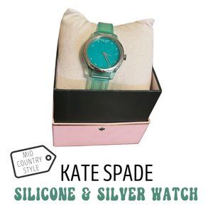 KATE SPADE • Blue Rosebank Watch with Silver Face • Silicone / Jelly Strap